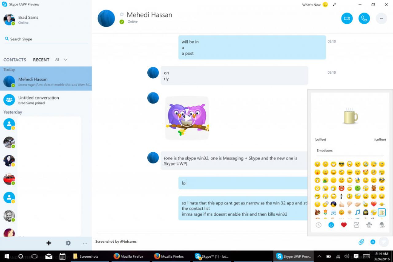 [28/03/2016] Skype Universal Windows Platform App