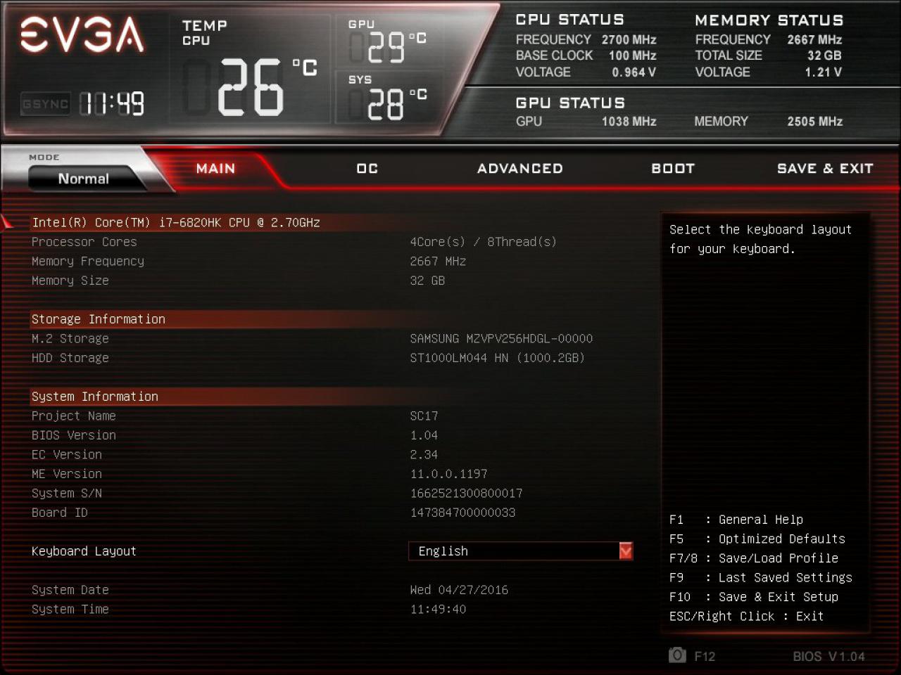 [27/04/2016] EVGA SC17: UEFI-Optionen (1)