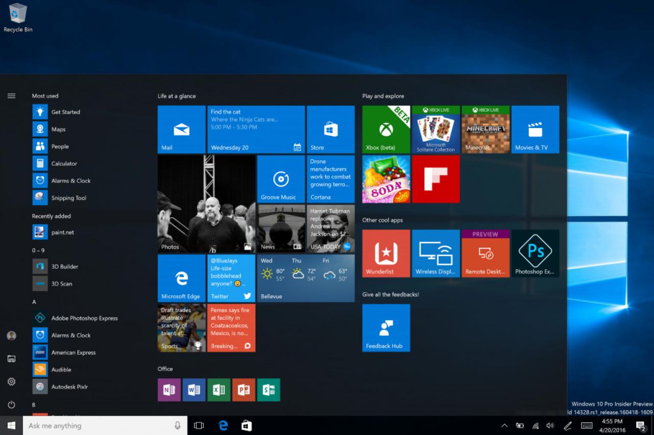 [24/04/2016] Windows 10 14328 Startmenü