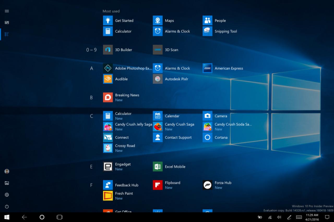 [24/04/2016] Windows 10 14328 Tablet-Modus