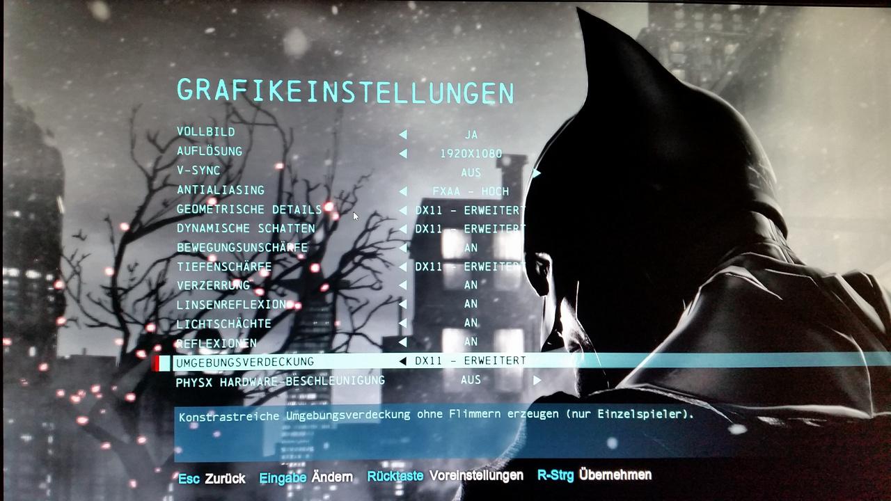 [13/05/2016] Batman Arkham Origins: die von marvinj genutzten Grafikeinstellungen