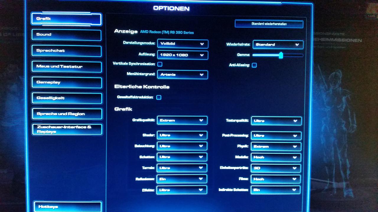 [13/05/2016] Starcraft 2: die von marvinj genutzten Grafikeinstellungen