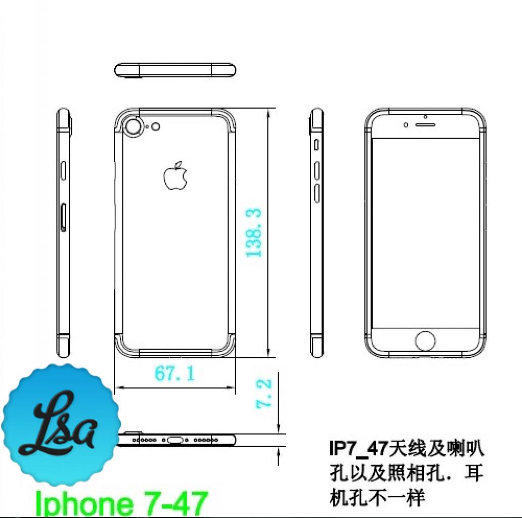 [27/05/2016] Neue Zeichnungen zum iPhone 7 bestätigen anscheinend die bisherigen Gerüchte. (1)