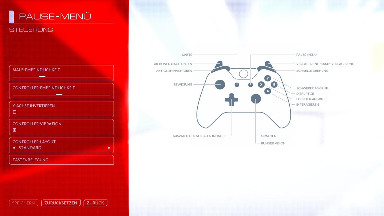 Mirror's Edge: Catalyt - Optionen - Steuerung