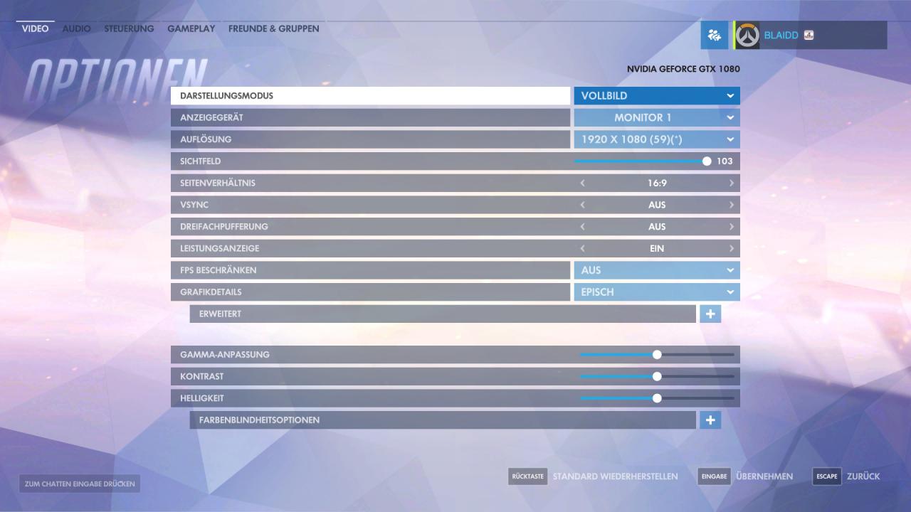 [03/06/2016] Overwatch - Menüs - Grafikoptionen