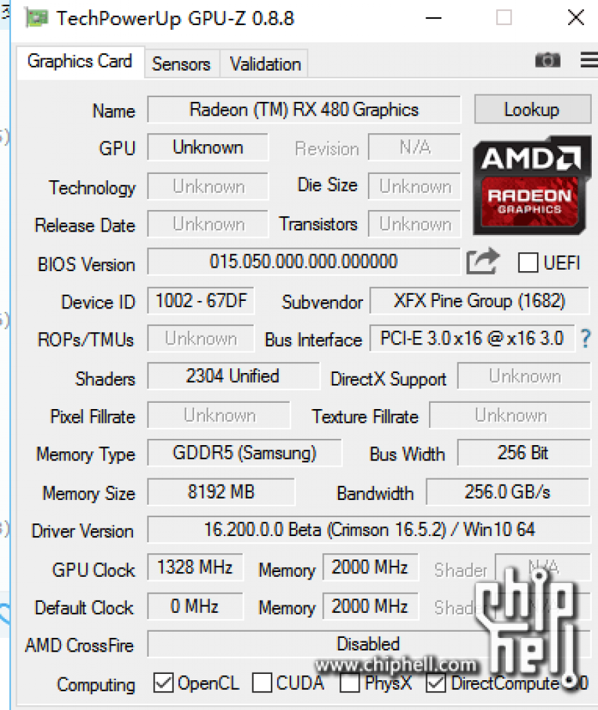 [20/06/2016] Update: GPU-Z-Screenshot XFX Radeon RX 480 (OC)