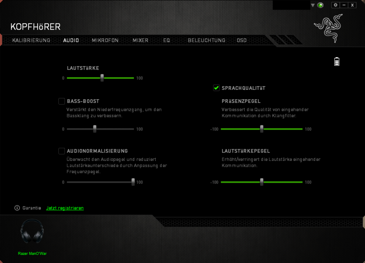 Razer Manowar - Audioeinstellungen