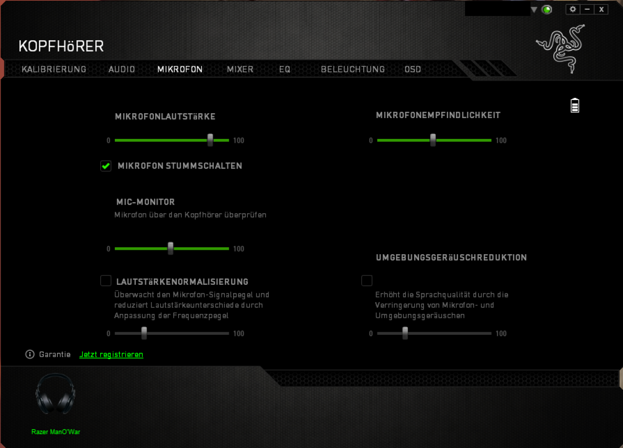 Razer Manowar - Mikrofoneinstellungen
