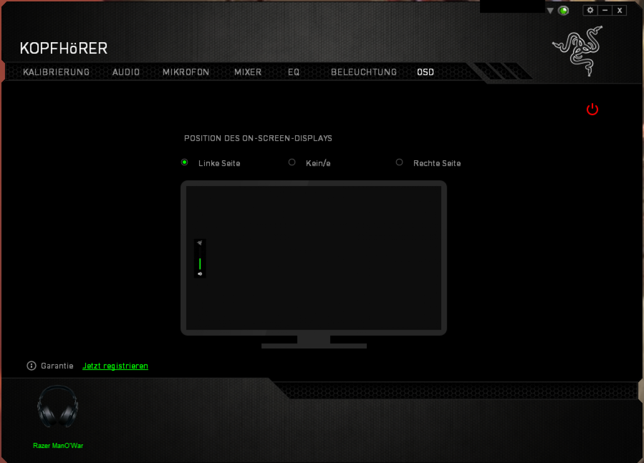 Razer Manowar - OSD-Einstellungen