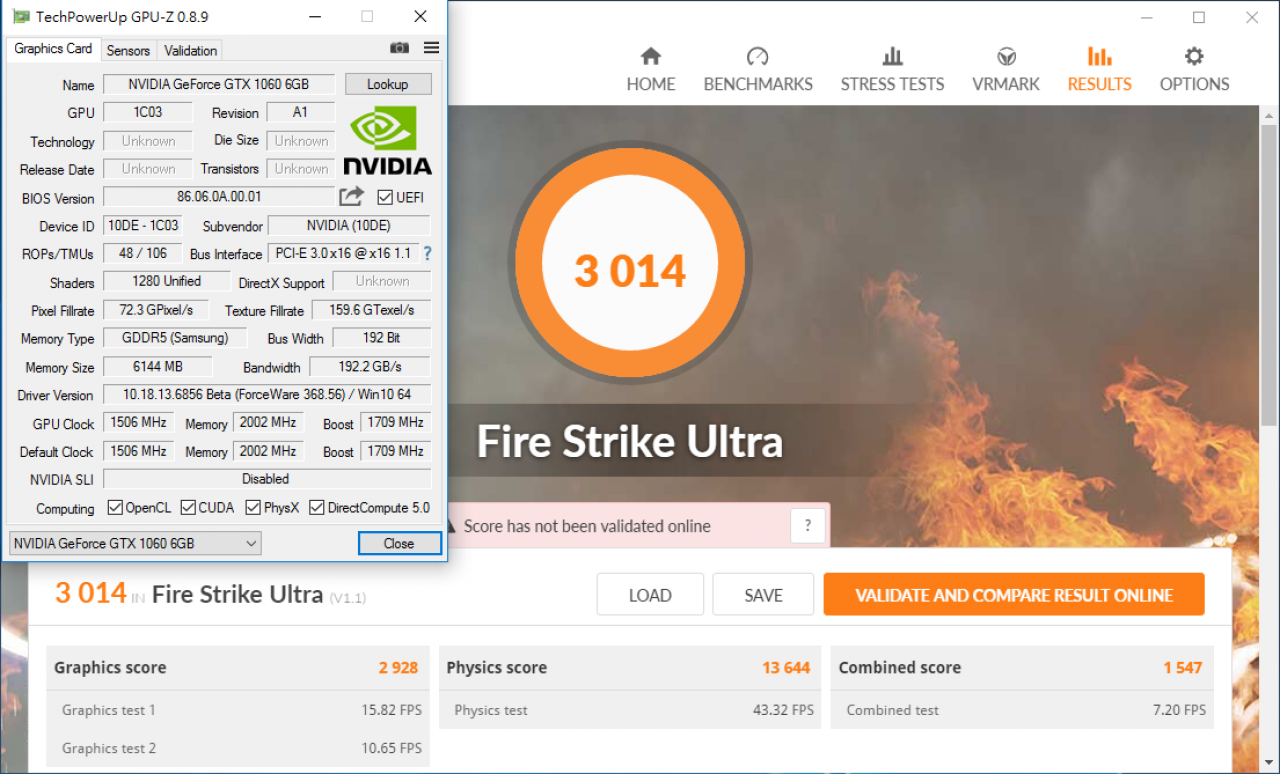 [06/07/2016] Geforce GTX 1060: GPU-Z-Screenshot und Fire-Strike-Benchmarks (1)