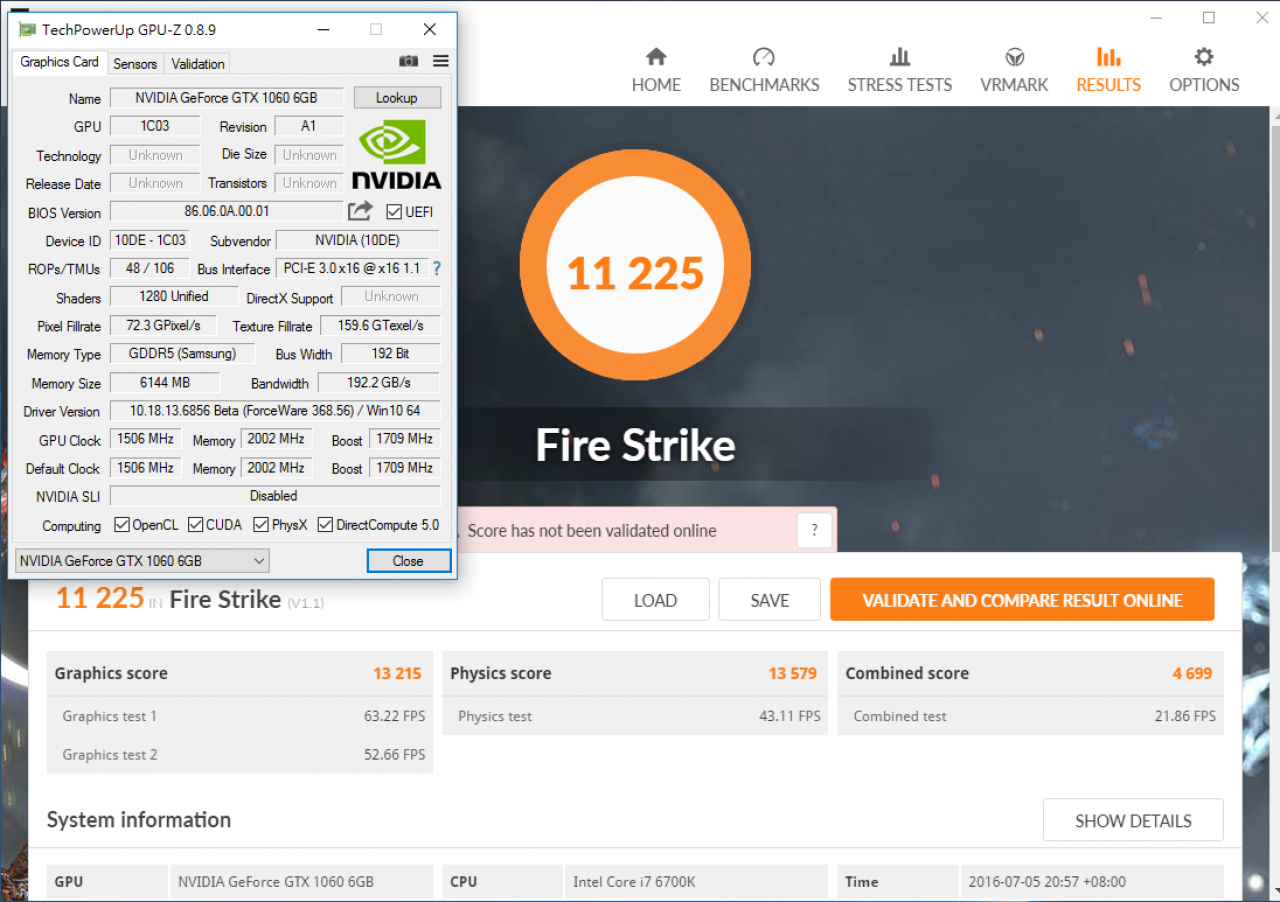 [06/07/2016] Geforce GTX 1060: GPU-Z-Screenshot und Fire-Strike-Benchmarks (2)