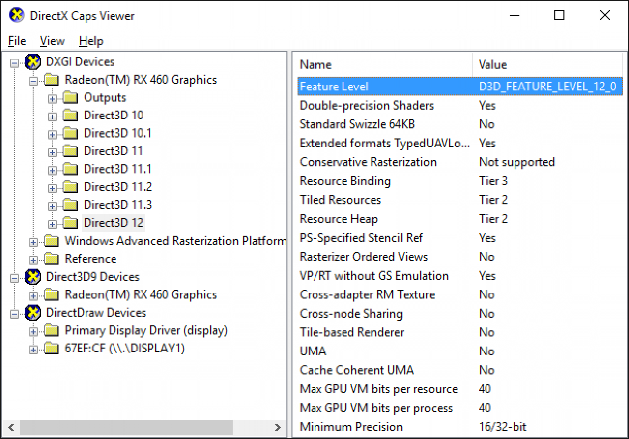 [08/08/2016] Radeon RX 460: Nach wie vor DirectX 12 mit Feature-Level12_0
