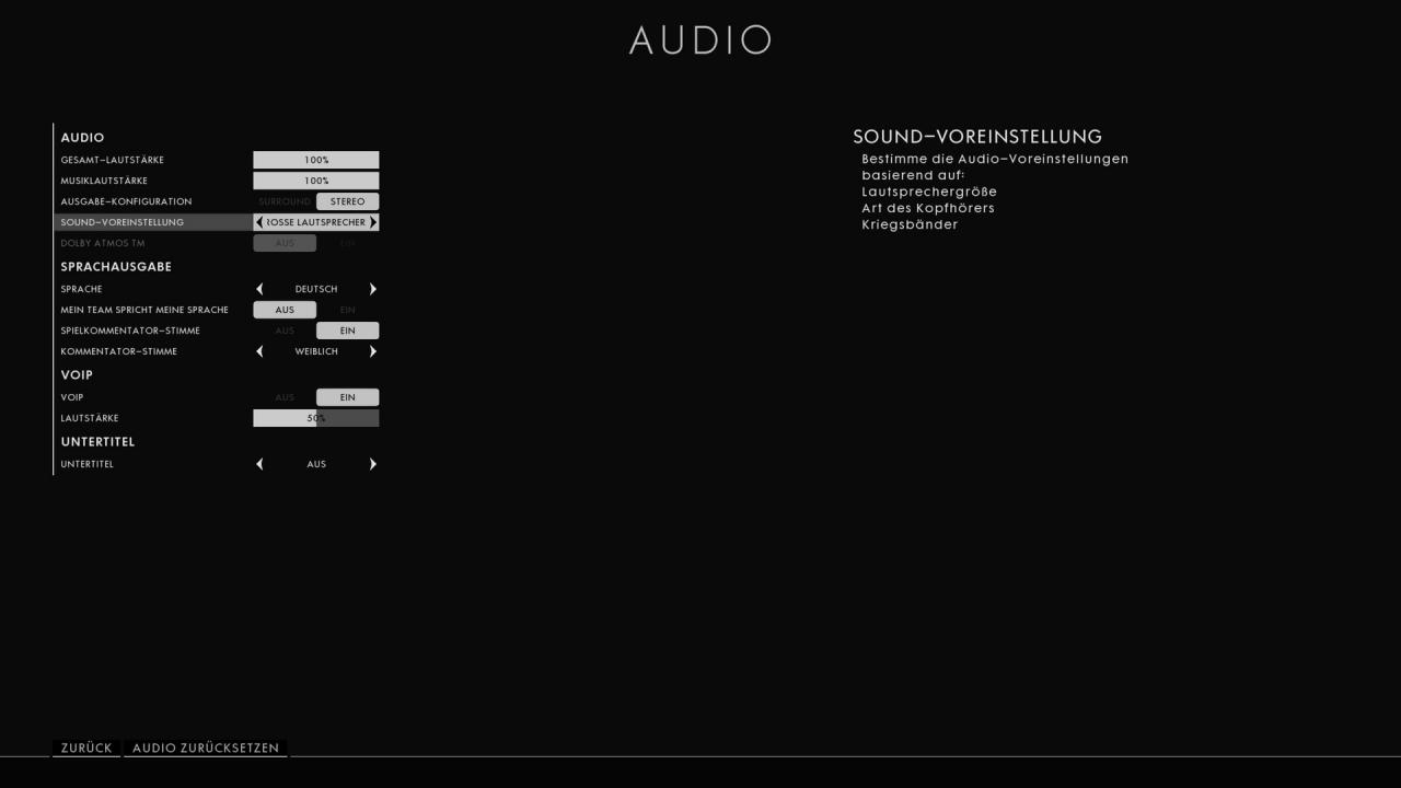 Battlefield Menü - Audio