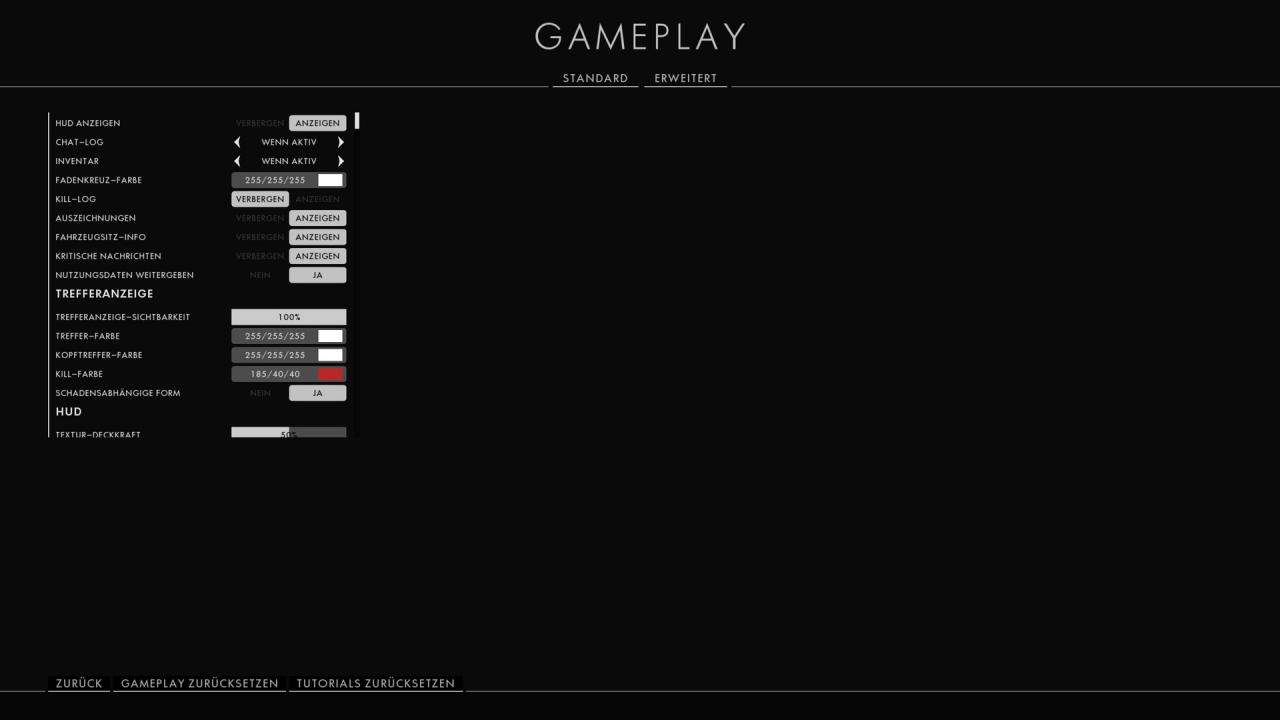Battlefield Menü - Gameplay