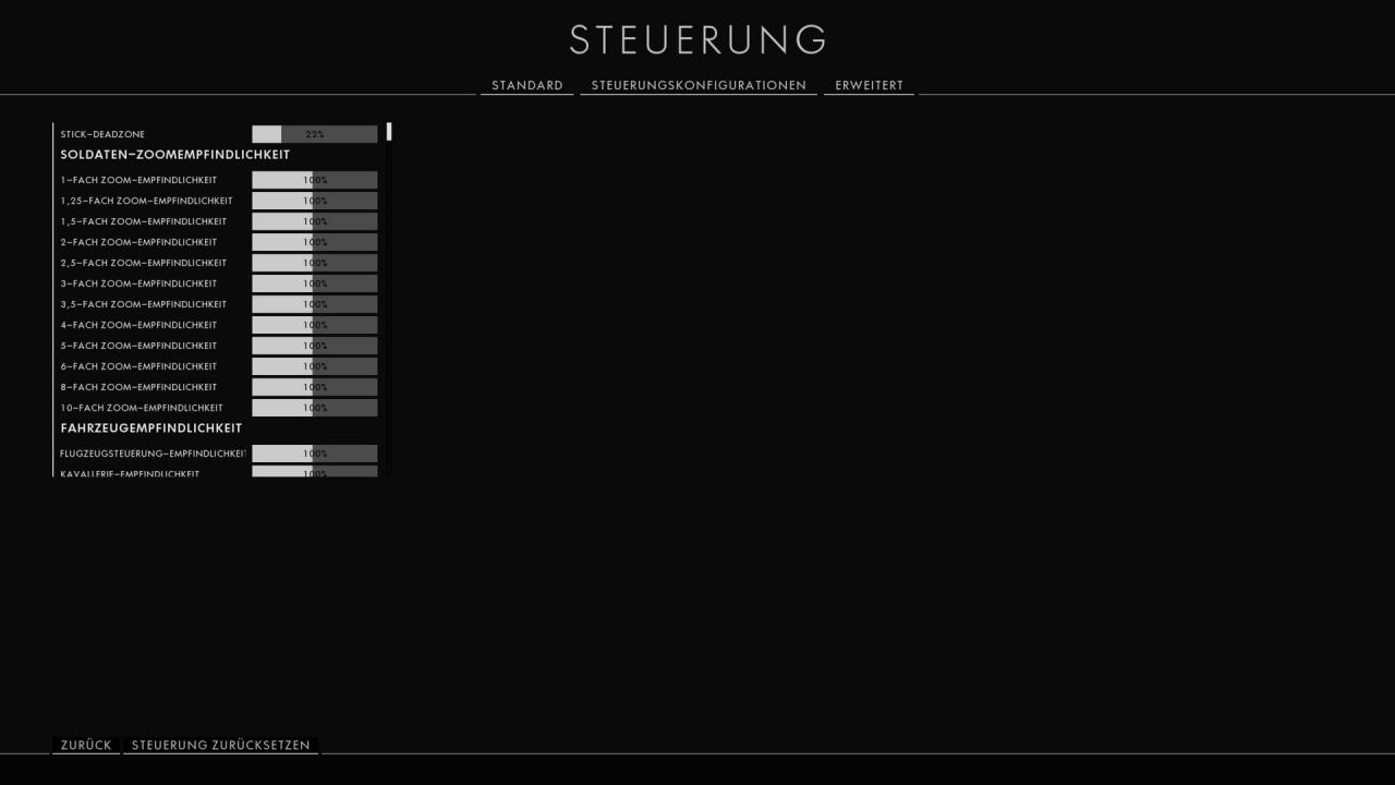 Battlefield Menü - Steuerung - Erweitert