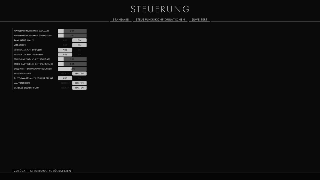 Battlefield Menü - Steuerung