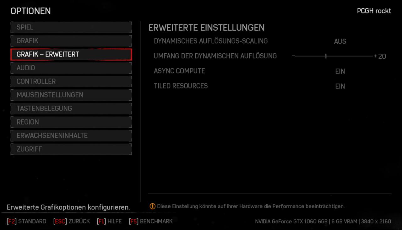 Gears of War 4 - Menüs - Grafik - Erweitert