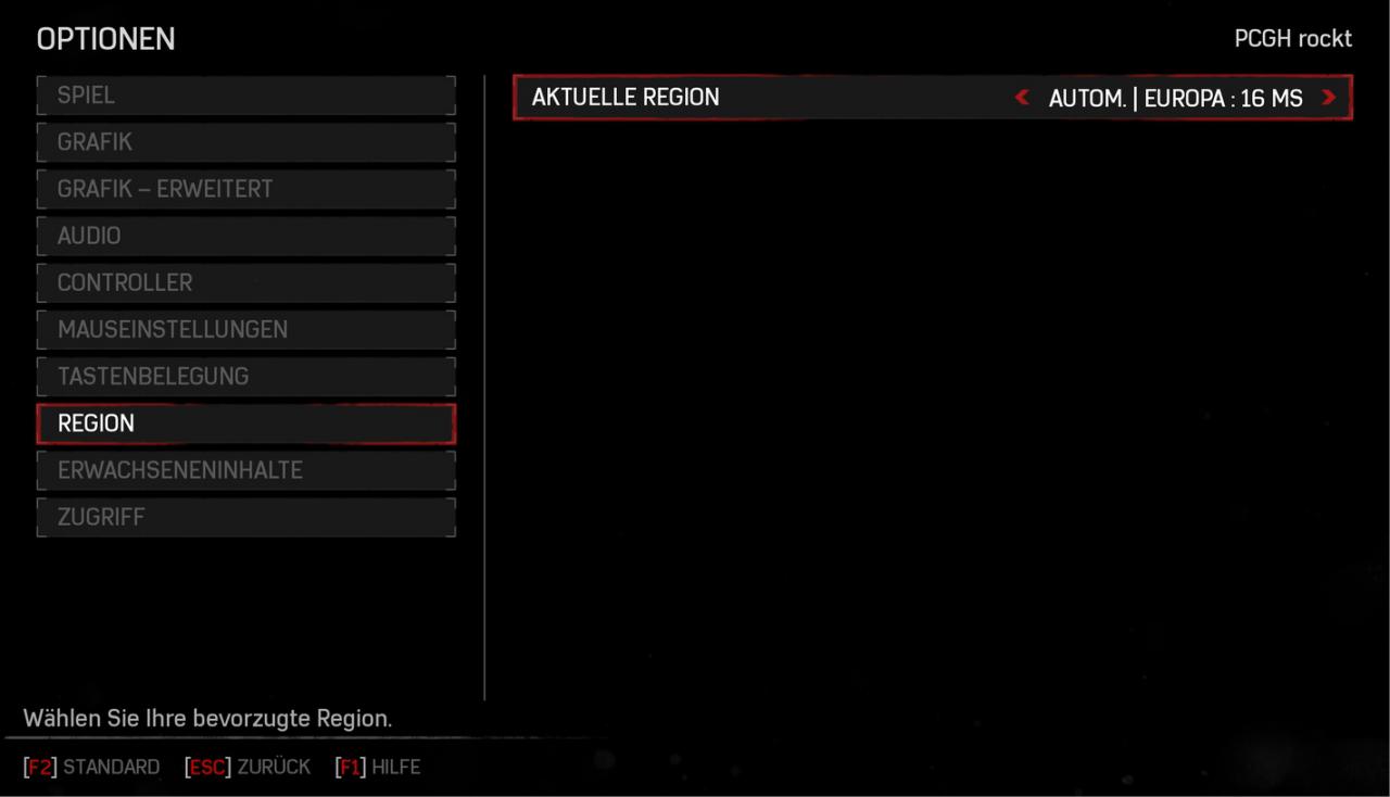 Gears of War 4 - Menüs - Region