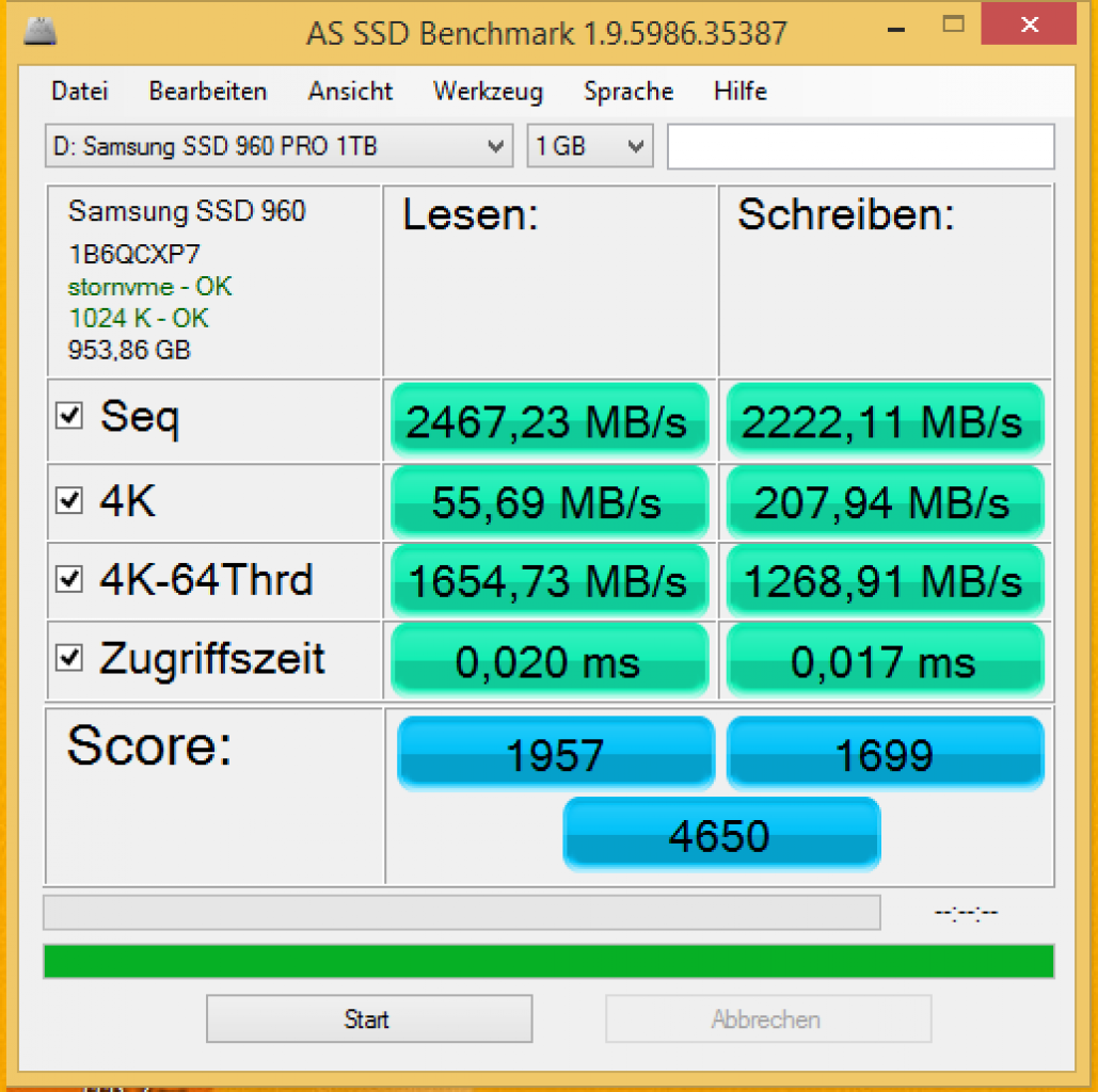[19/10/2016] Schreib-Performance bei aktiviertem Schreibcache.