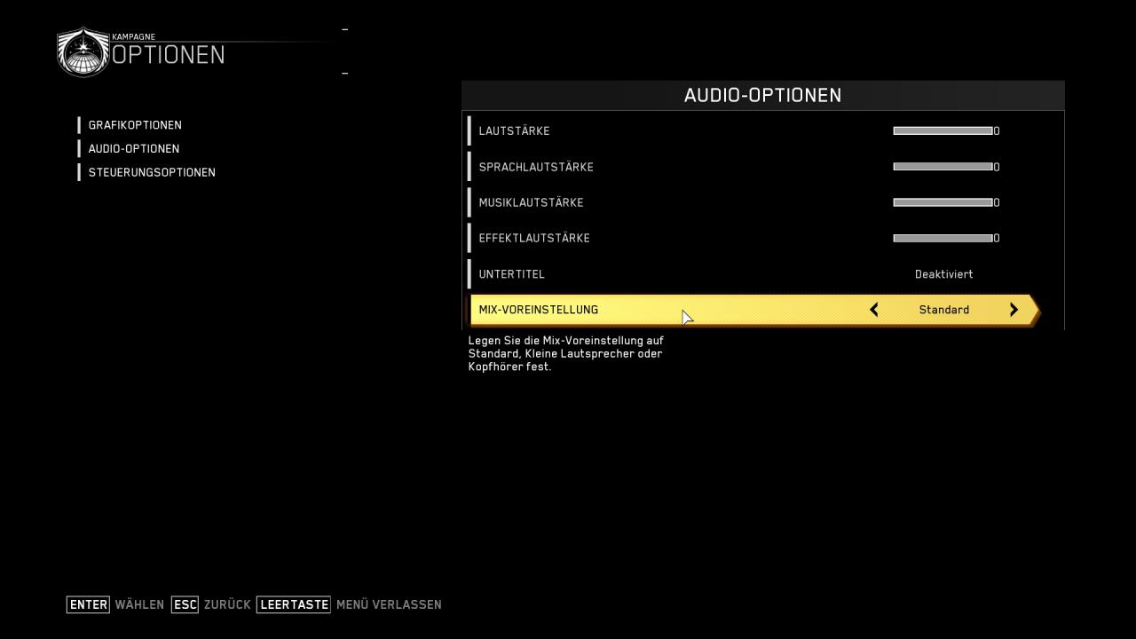 Call of Duty: Infinite Warfare - Menüs - Audio