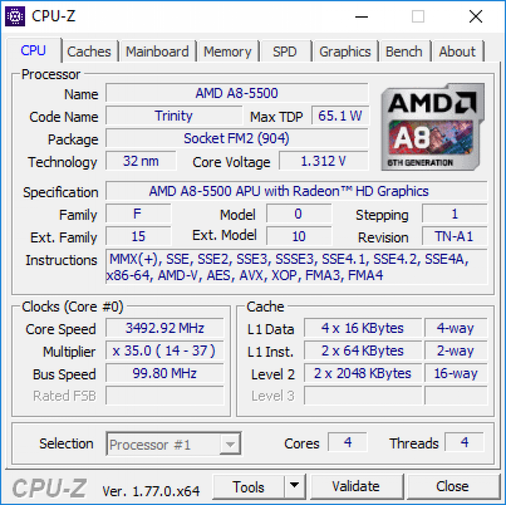 [15/11/2016] Das Testsystem beherbergt einen AMD A8-5500 (3,5 GHz, 2 Module, 4 Threads). Das Grafikkarten-Upgrade macht den ehemaligen Discount-PC fit für moderne Spiele.