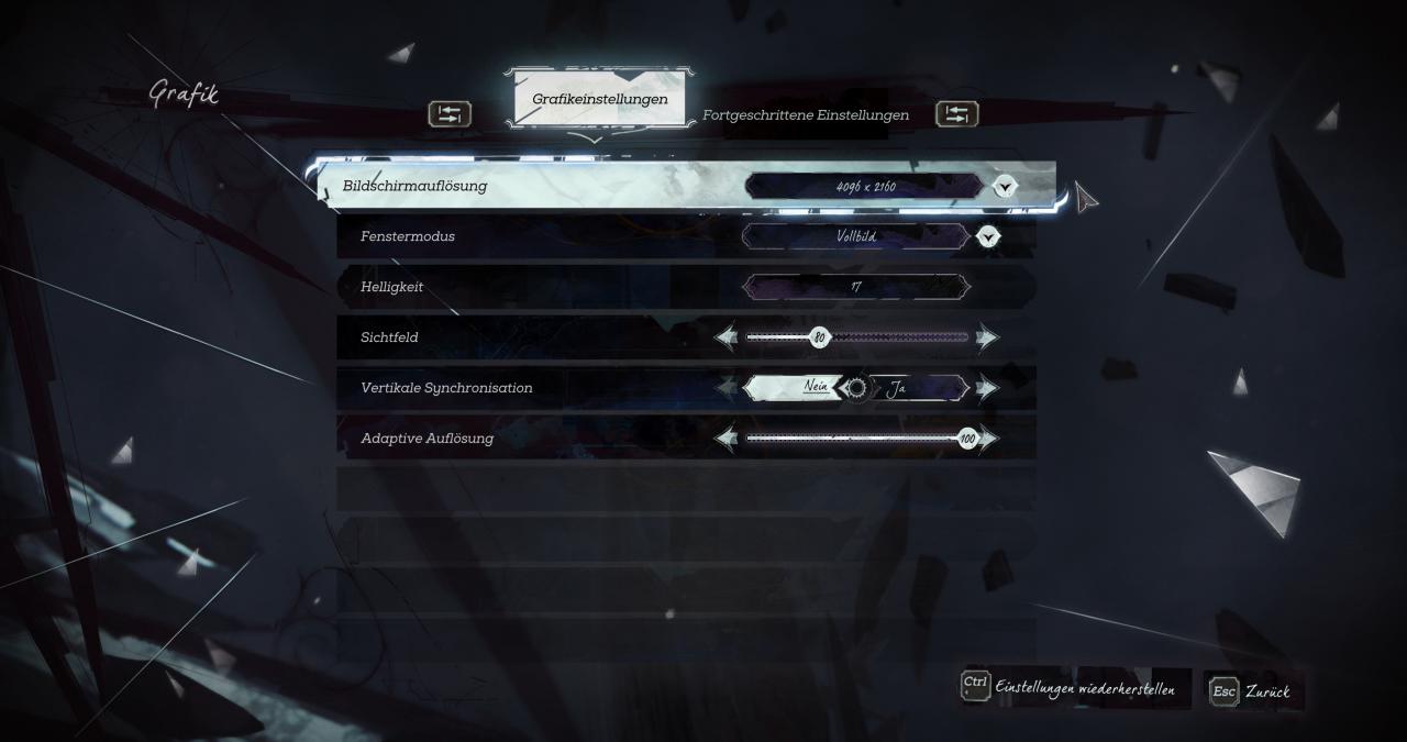 [10/11/2016] Dishonored 2: Grafikmenü