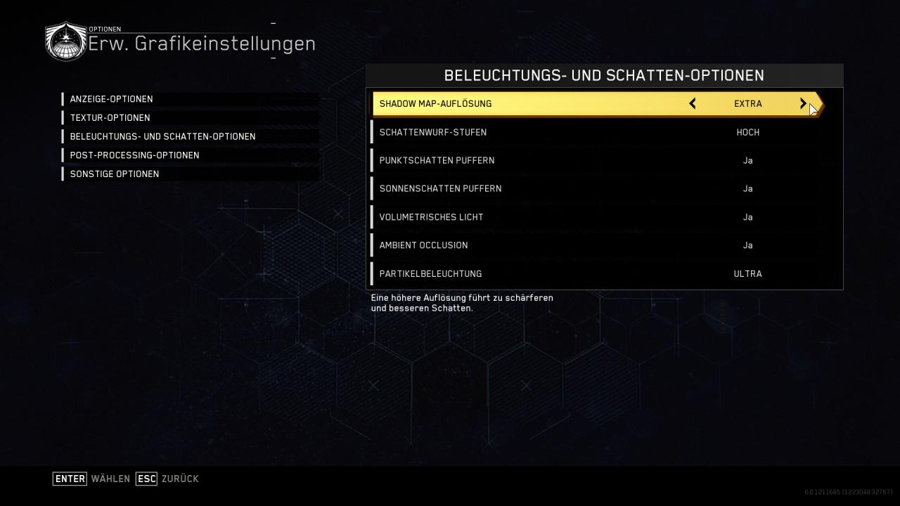 Call of Duty: Infinite Warfare - Menüs - Erweitert - Beleuchtung und Schatten
