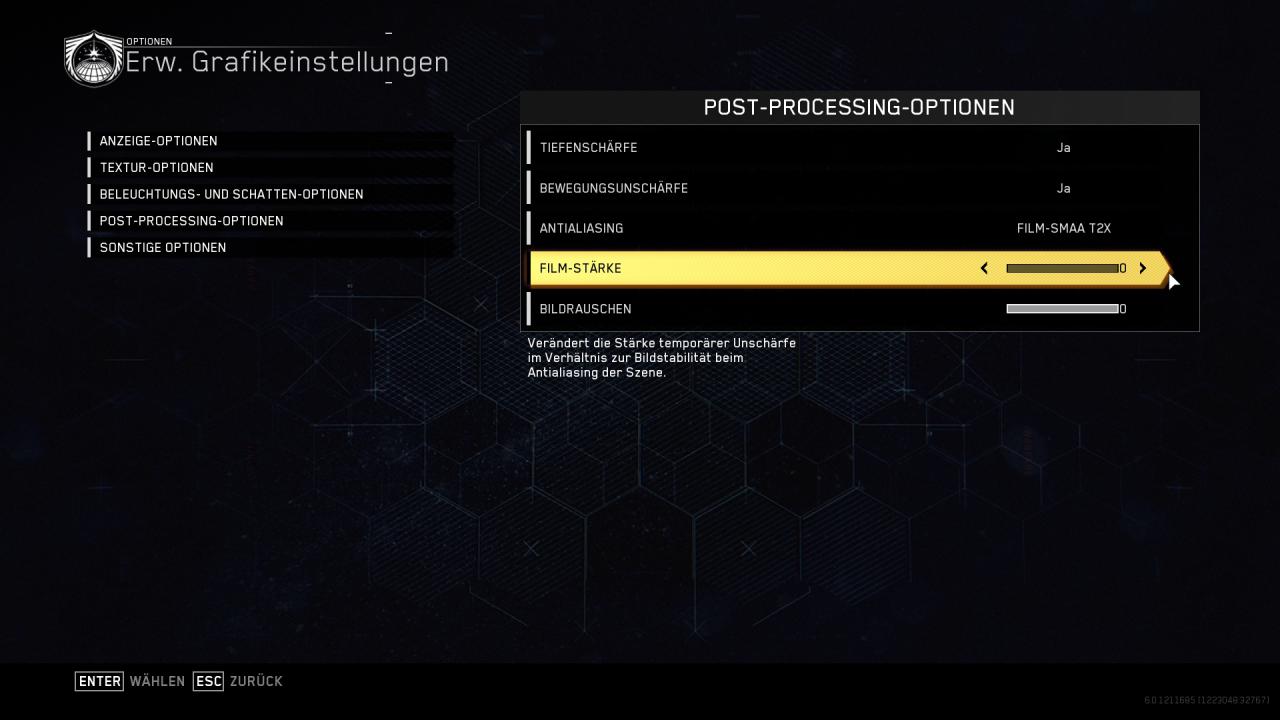 Call of Duty: Infinite Warfare - Menüs - Erweitert - Post Processing