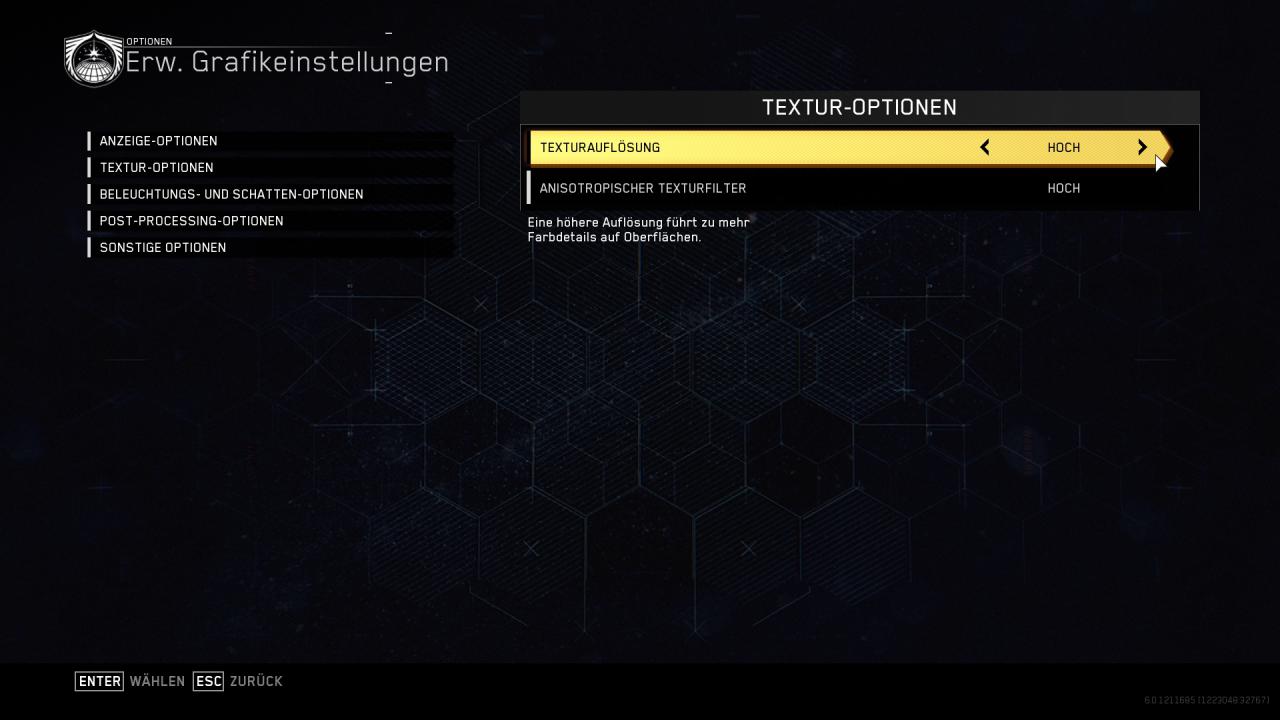 Call of Duty: Infinite Warfare - Menüs - Erweitert - Texturen