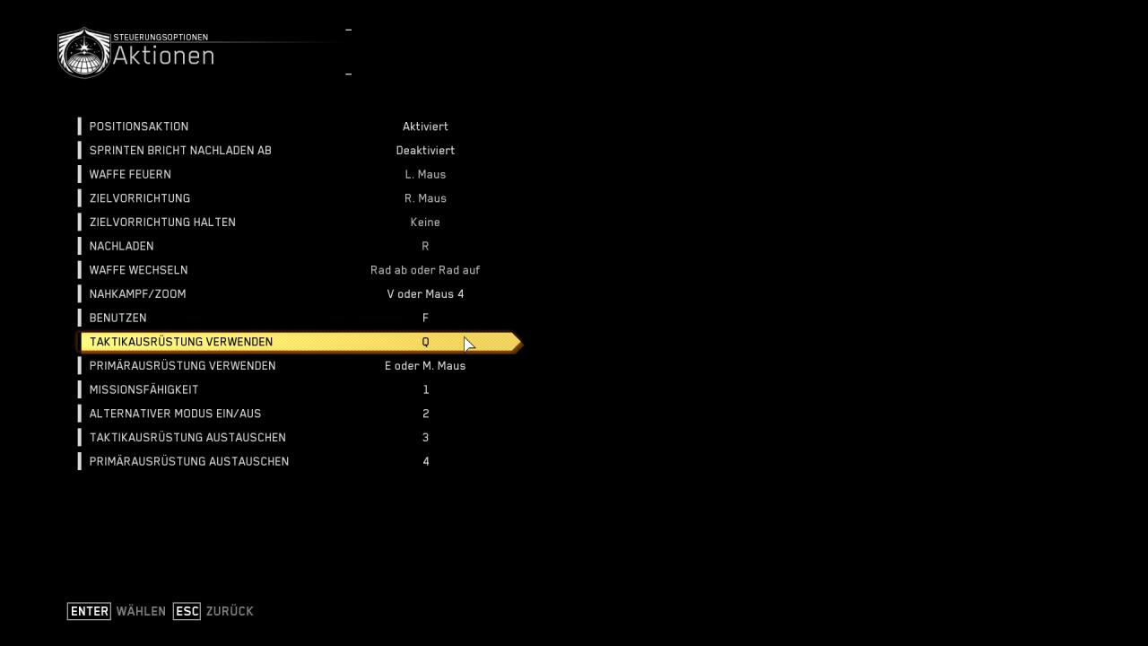 Call of Duty: Infinite Warfare - Menüs - Steuerung - Aktionen