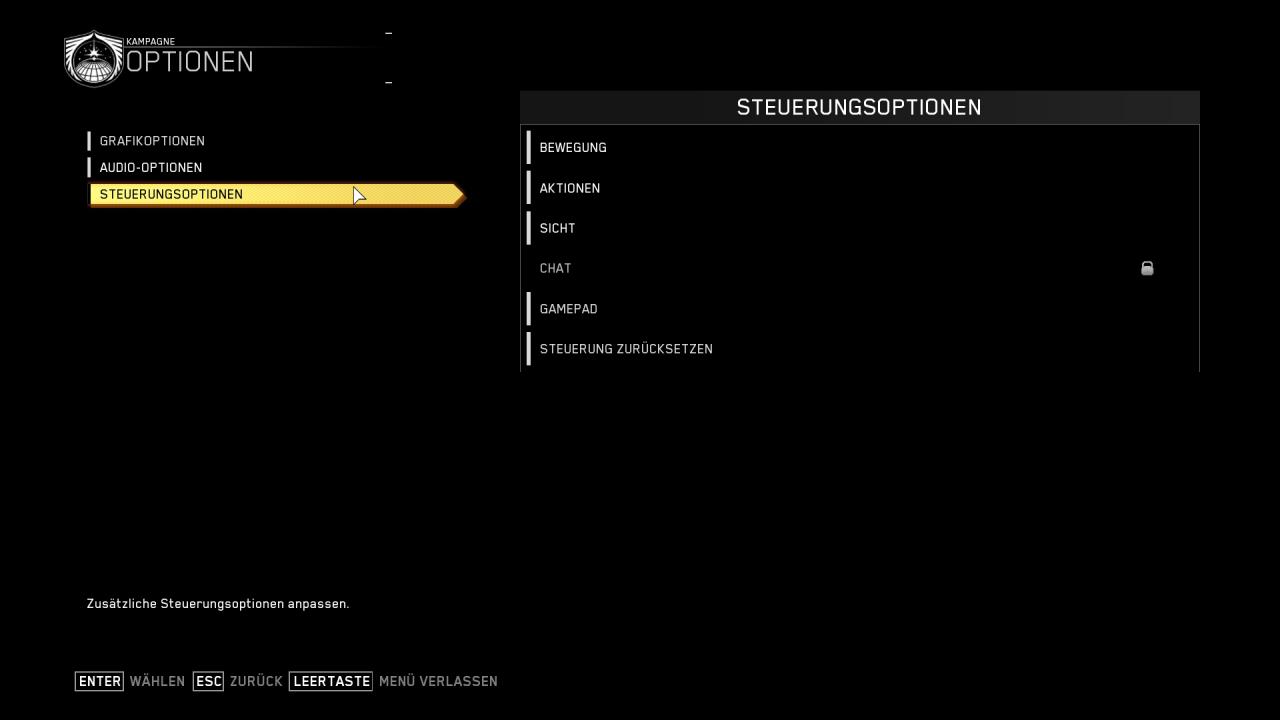 Call of Duty: Infinite Warfare - Menüs - Steuerung