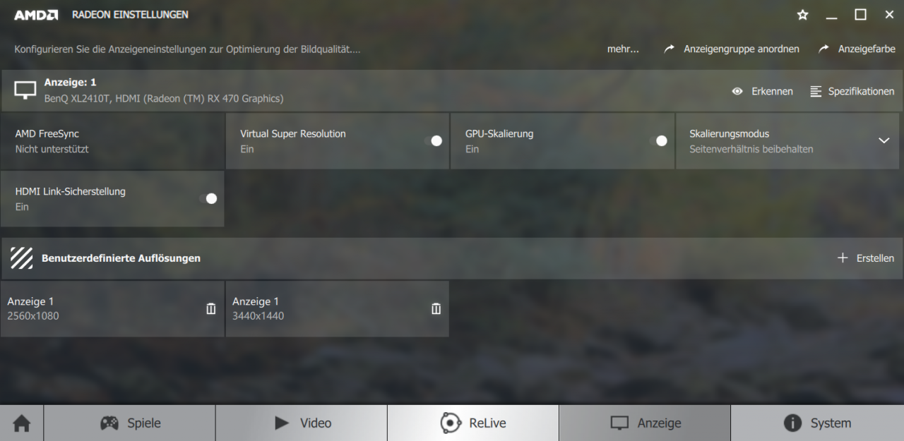 Radeon Software Crimson ReLive: HDMI-Sicherstellung und Custom Resolutions