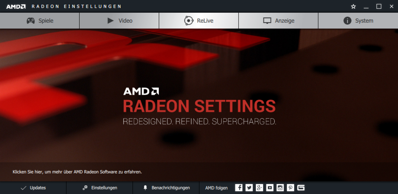 Radeon Software Crimson ReLive: Hauptfenster