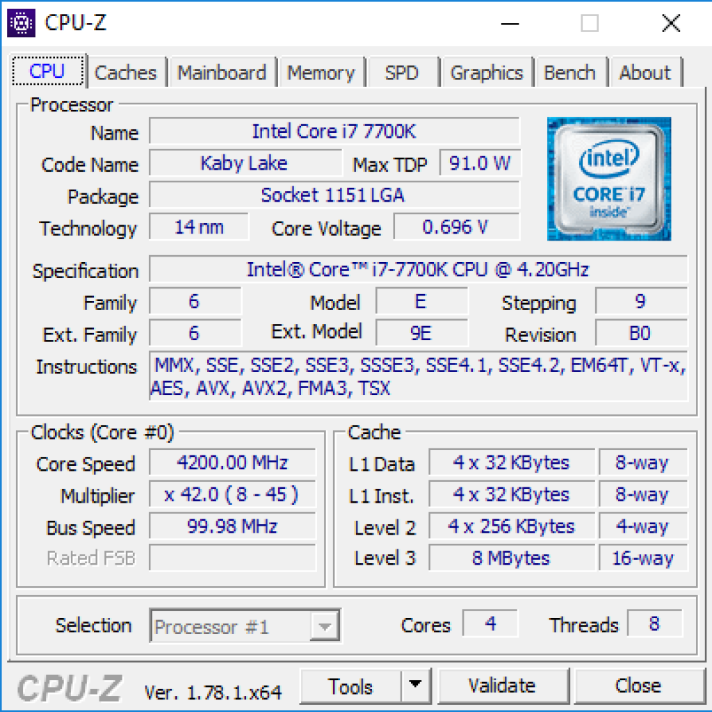 [02/01/2017] CPUz Core i7 7700K