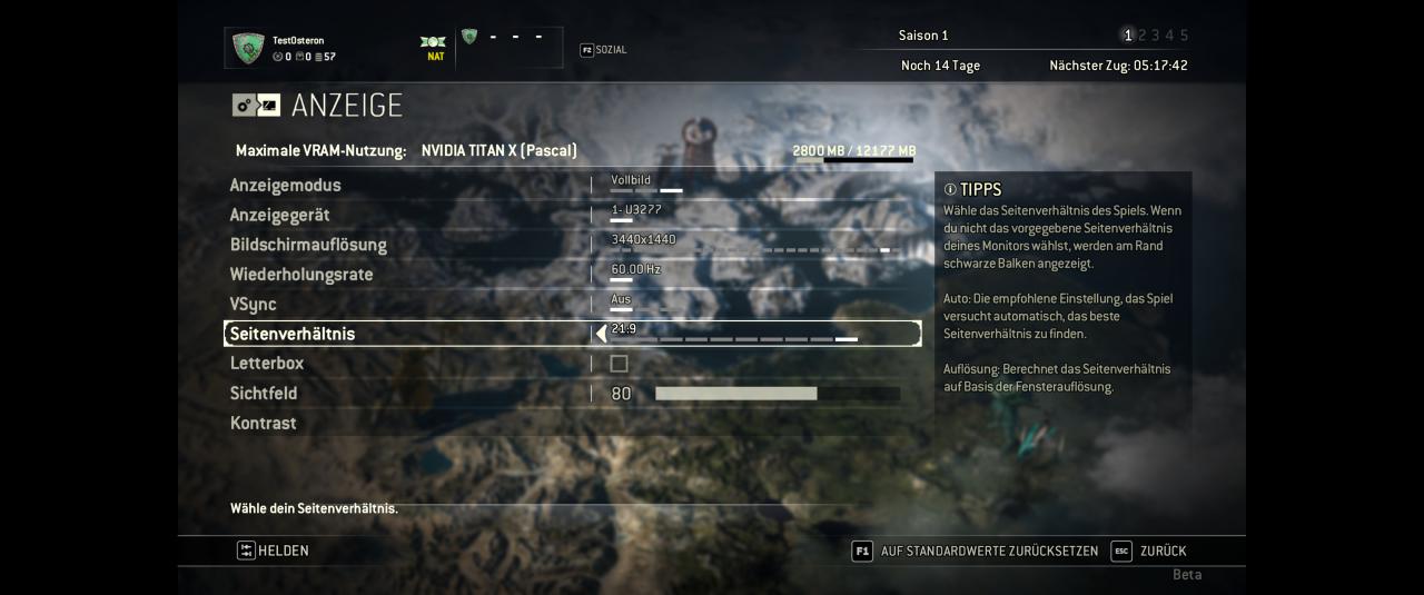 [27/01/2017] For Honor Closed Beta: Ultrawide-QHD (21:9, 3.440 × 1.440) ist einwandfrei implementiert.