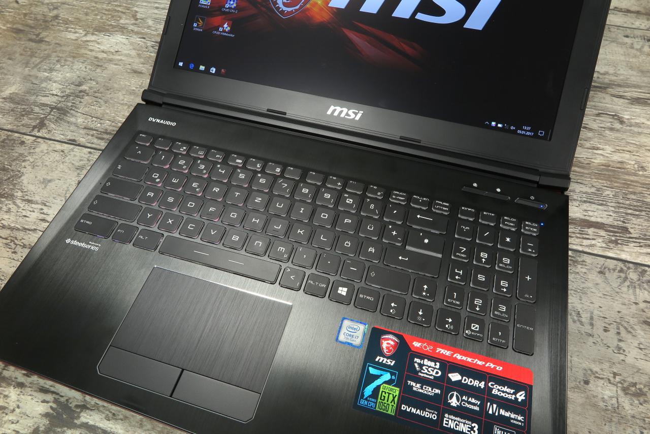 [04/01/2017] Erstes Kaby-Lake-Notebook im Test: MSI GE62 7RE-088 Apache Pro