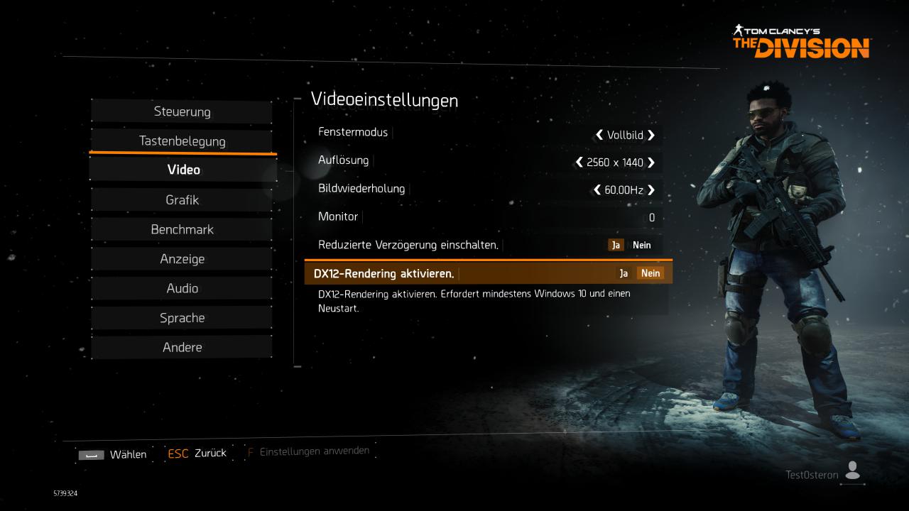 [25/01/2017] The Division: DX12 lässt sich neuerdings im Menü aktivieren, erfordert jedoch einen Spielneustart.