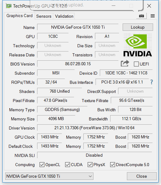 [04/01/2017] Nvidia Geforce GTX 1050 Ti