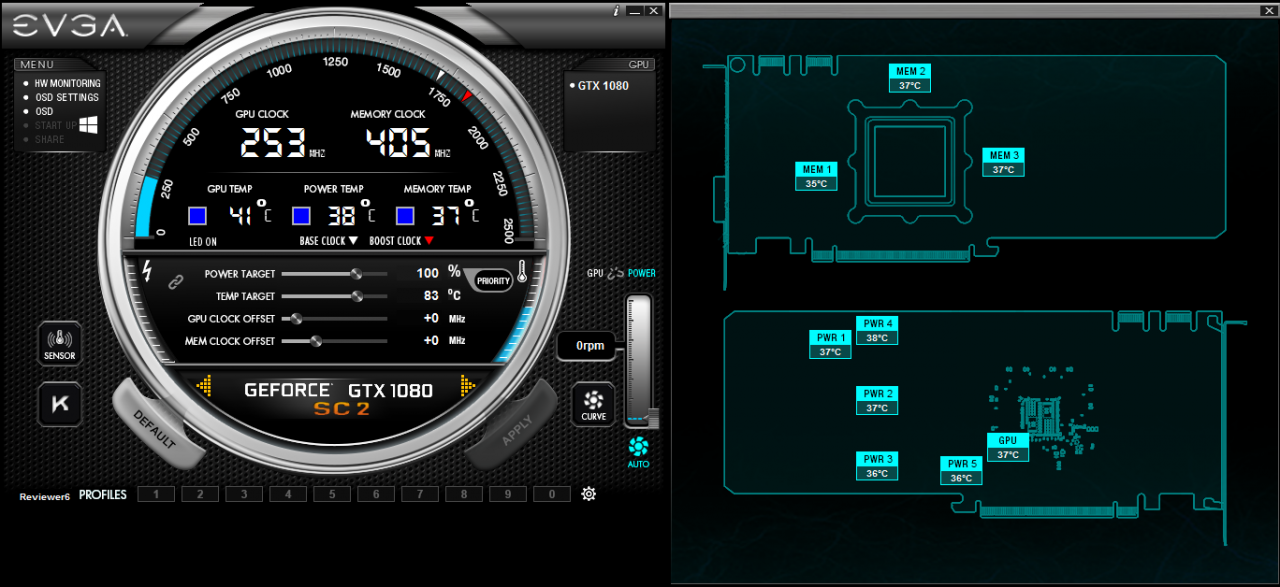 EVGA GTX 1080 SC2 Precision XOC: Leerlauf