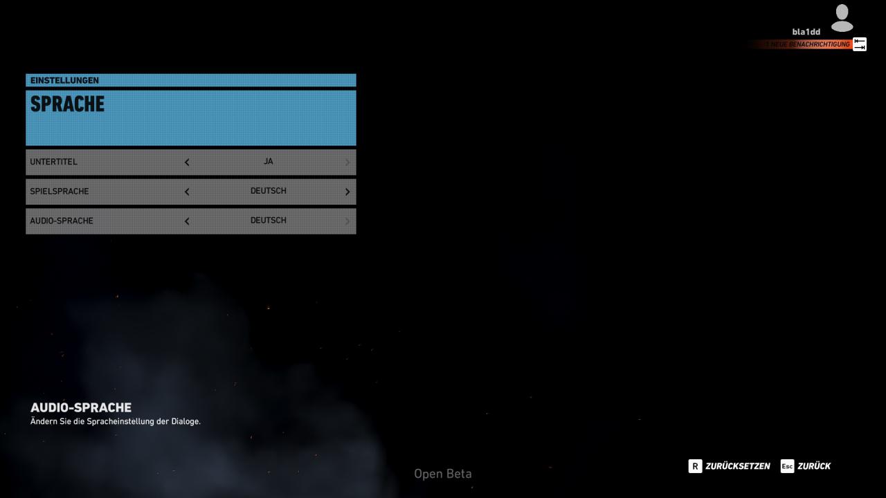 Ghost Recon Wildlands Open Beta - Menü - Sprache