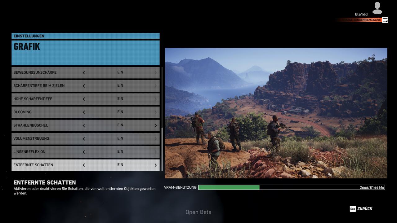 Ghost Recon Wildlands Open Beta - Menü - Grafik (4)