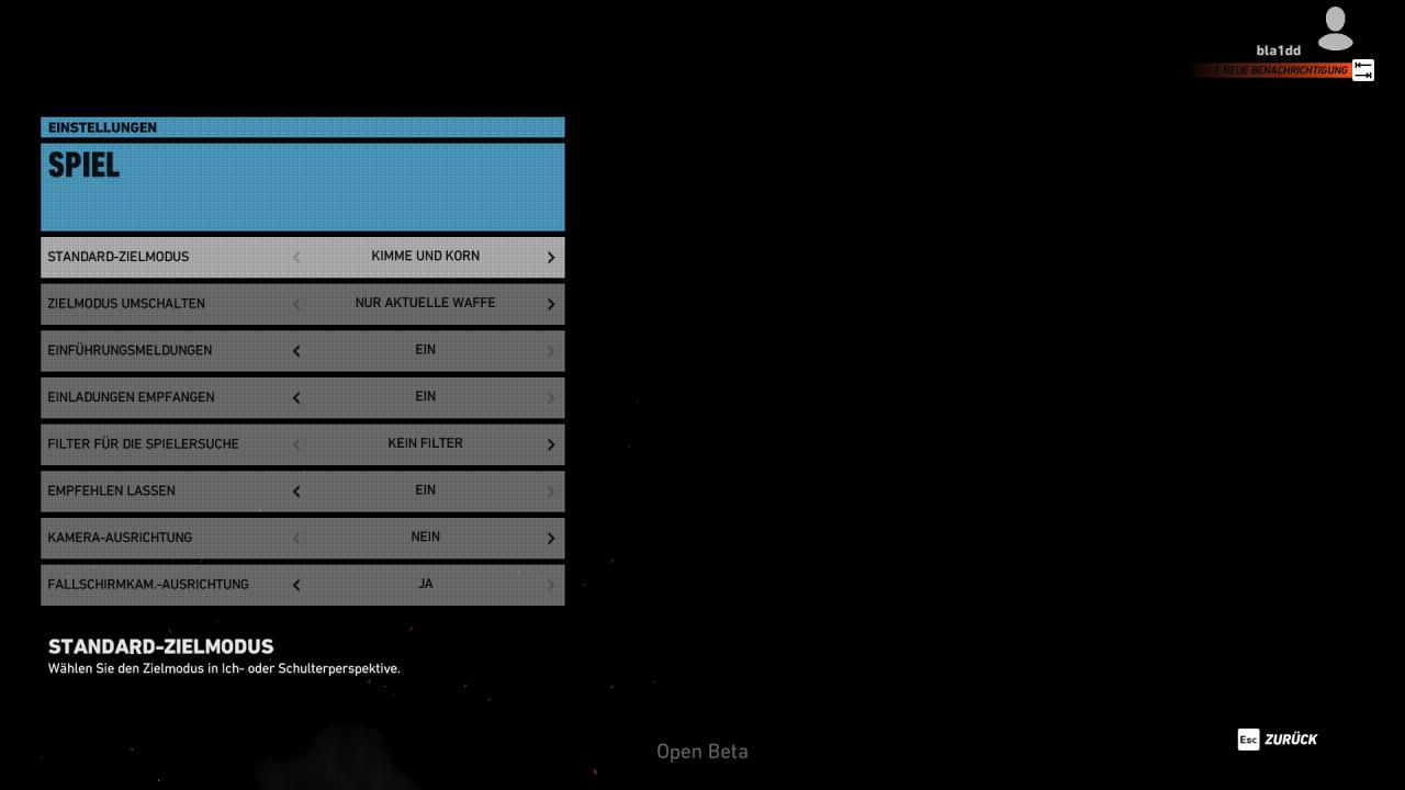 Ghost Recon Wildlands Open Beta - Menü - Spiel