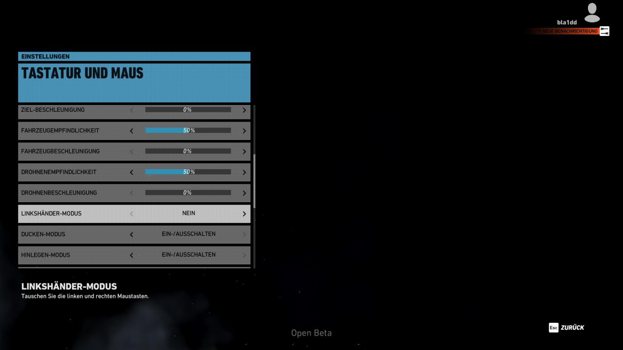 Ghost Recon Wildlands Open Beta - Menü - Tastatur und Maus (2)