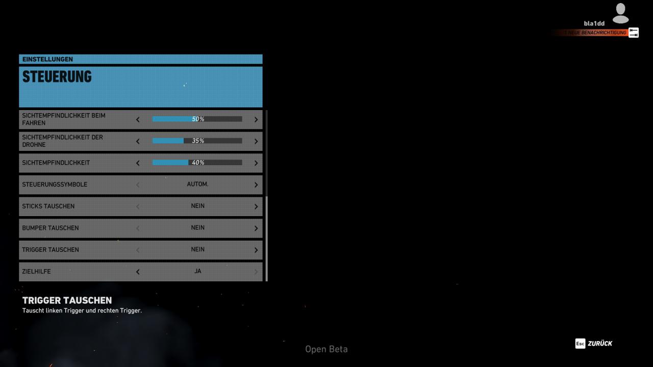 Ghost Recon Wildlands Open Beta - Menü - Controller (2)