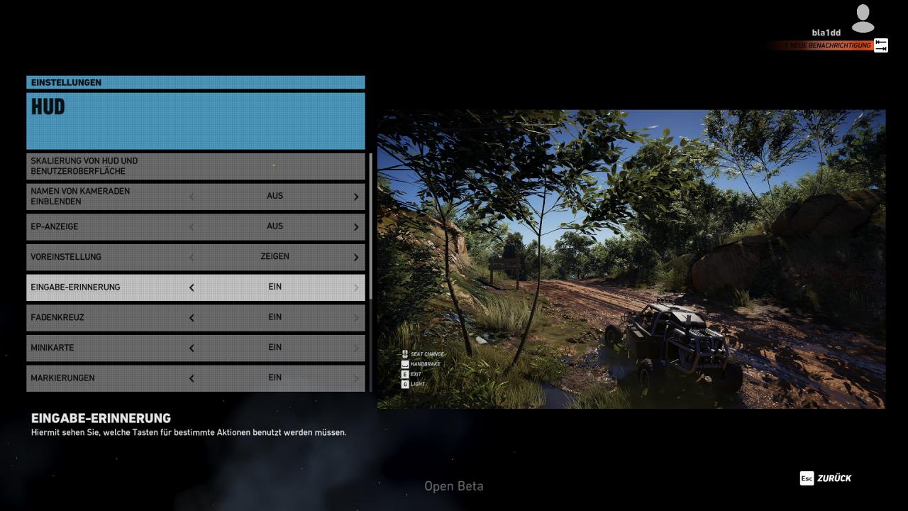 Ghost Recon Wildlands Open Beta - Menü - HUD (2)