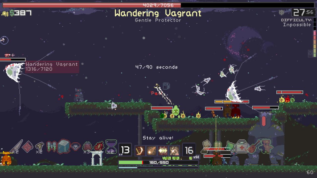 [06/03/2017] Risk of Rain: Der Action-Plattformer mit rougue-ählichen Elementen lässt vier Spieler im Couch-Coop auf eine prozedural generierte 8-Bit Spielwelt los. (lokal: 4; online:4)
