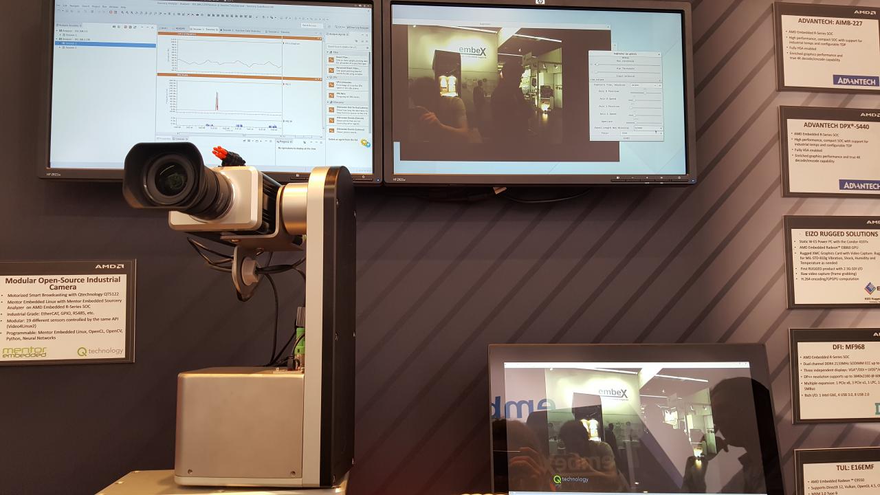 [17/03/2017] Dies ist ein älteres Modell der modularen Kamera von Qtec aus Dänemark. Eingesetzt wird sie bereits um faules Obst oder Gemüse auszusortieren oder um bestimmte Dinge oder Personen verfolgen zu können. In Zukunft soll der Kamera im Zuge des Deep Learnings noch die Interpretation der Bilder beigebracht werden.