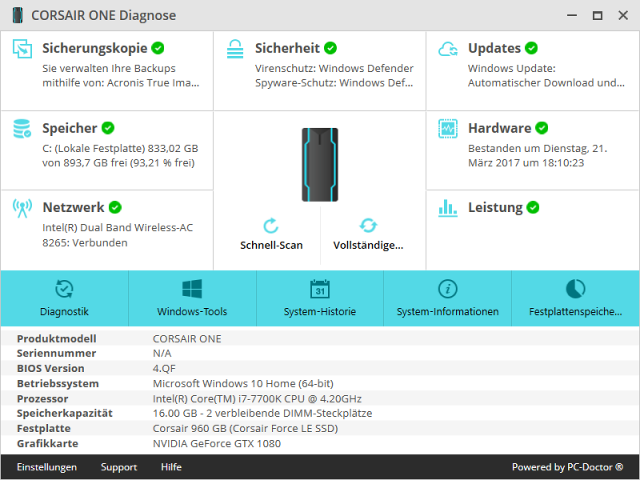 [23/03/2017] Corsair One Diagnose