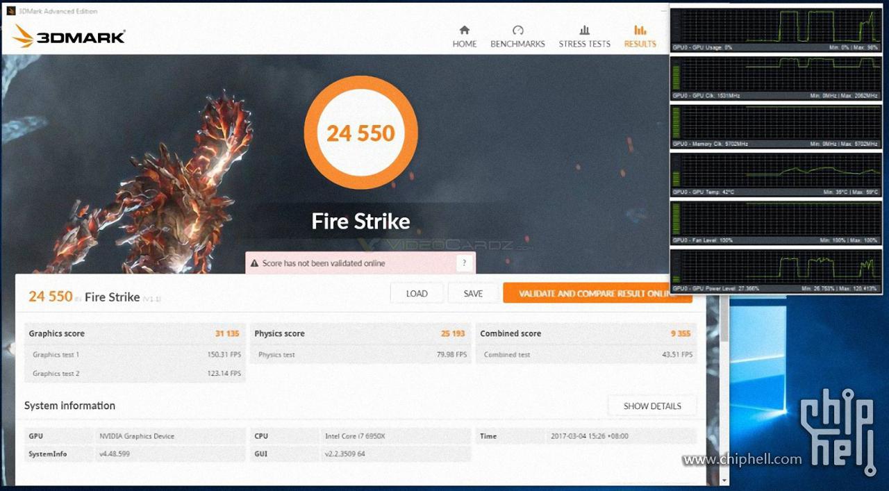 [06/03/2017] NVIDIA GTX 1080 Ti Fire Strike P OC