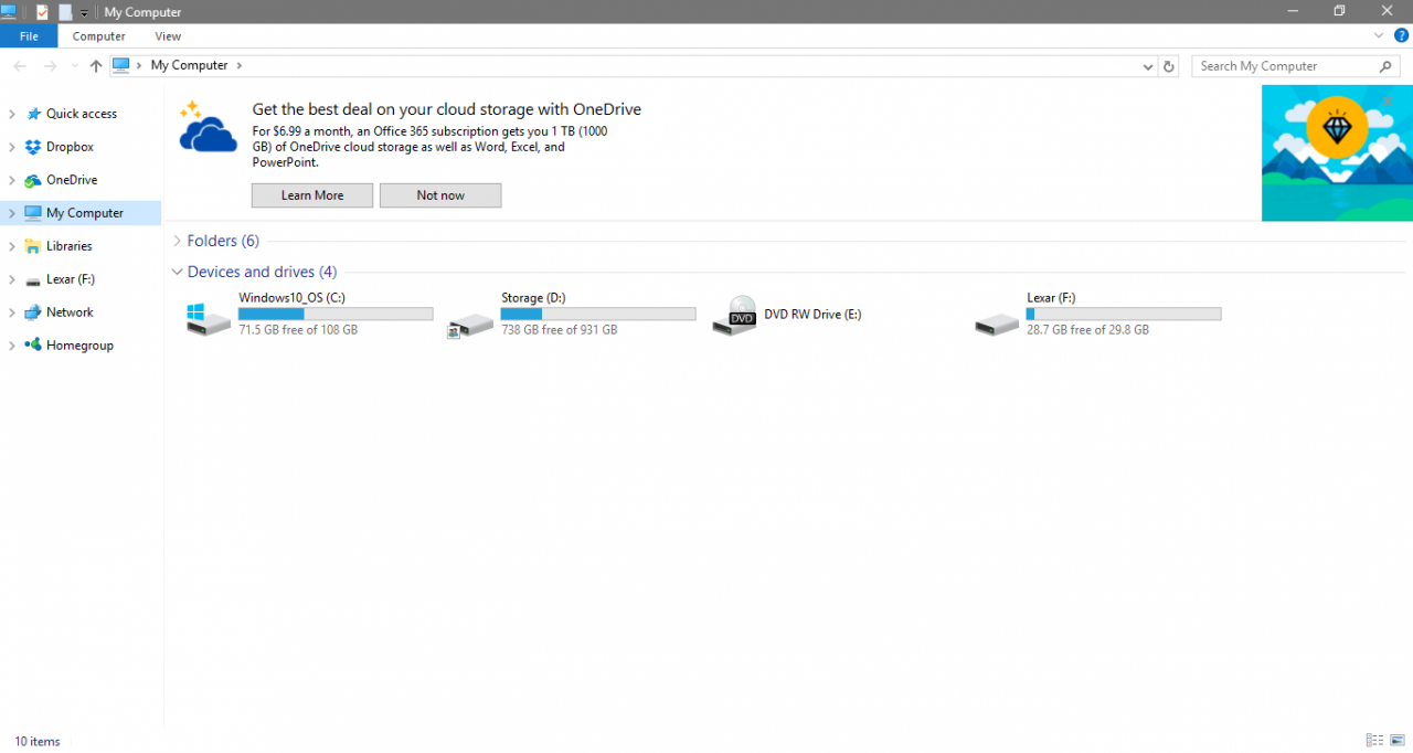 [10/03/2017] Windows 10: Microsoft-Werbung im Datei-Explorer